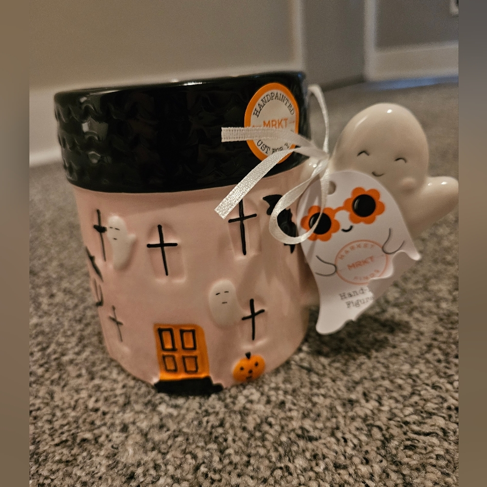 Pink Haunted House Mug PINK Ghosts 3D Unique Halloween